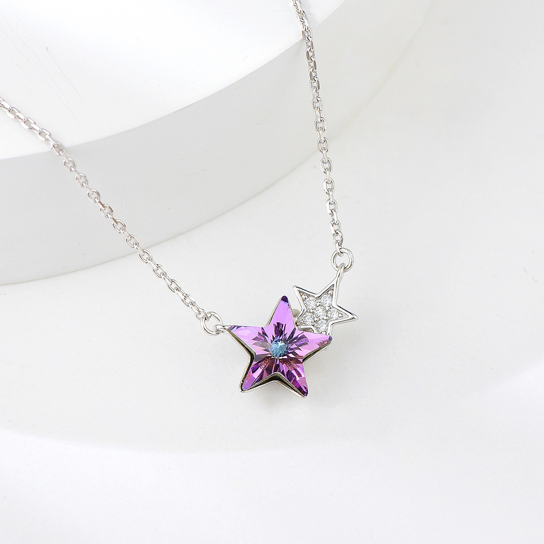 Сребърно колие Лилава Звезда | колекция Delicate Silver