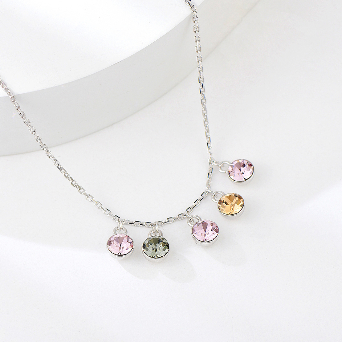 Сребърно колие пъстри Кристали | колекция Delicate Silver