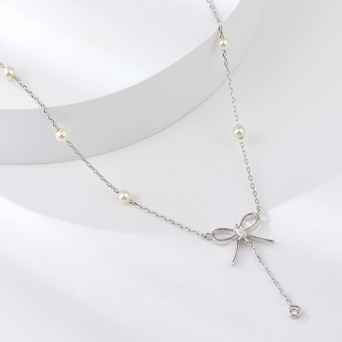 Сребърно колие Панделки с Перли | колекция Delicate Silver
