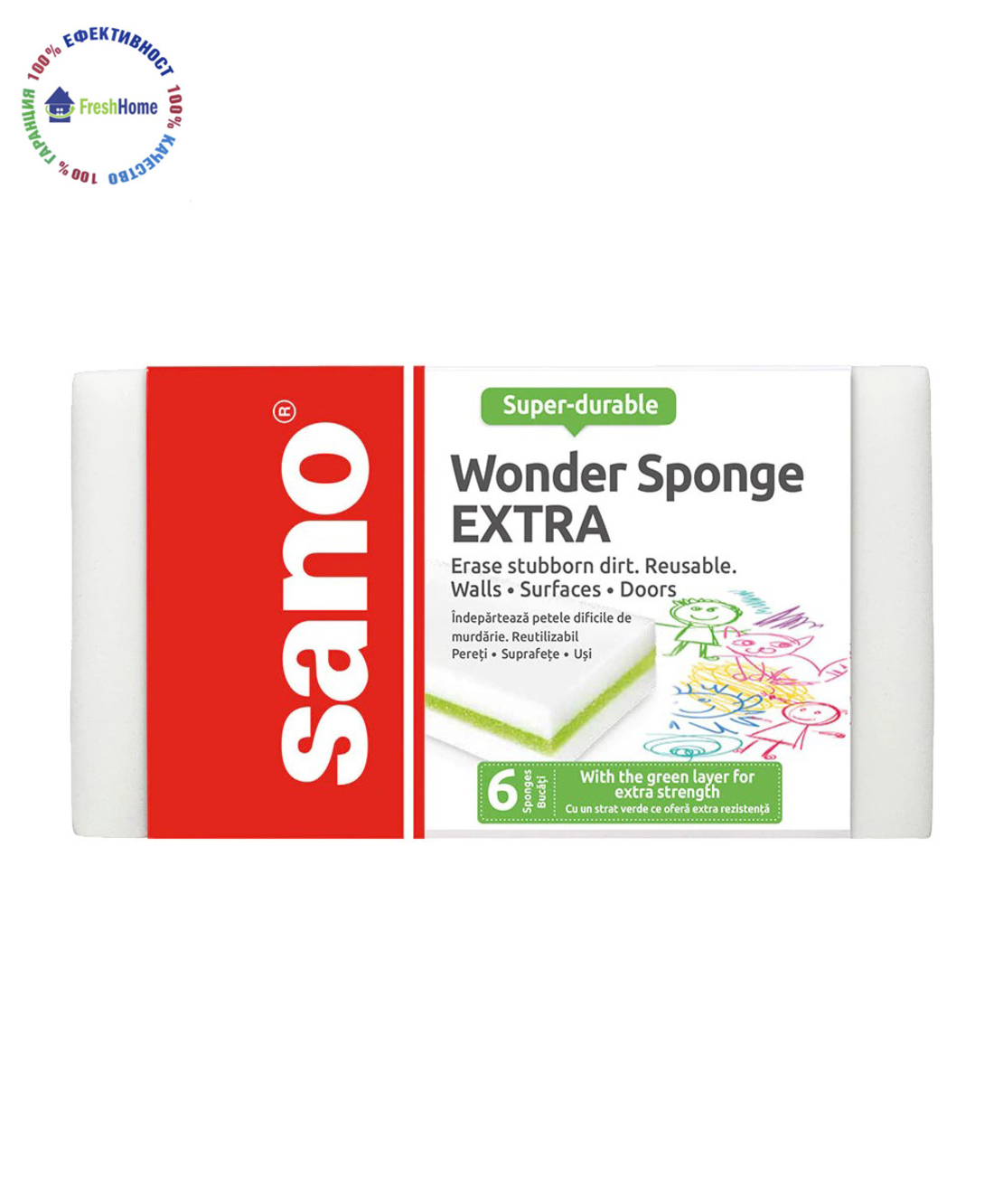 Sano Wonder Sponge EXTRA 6 бр. магически гъби