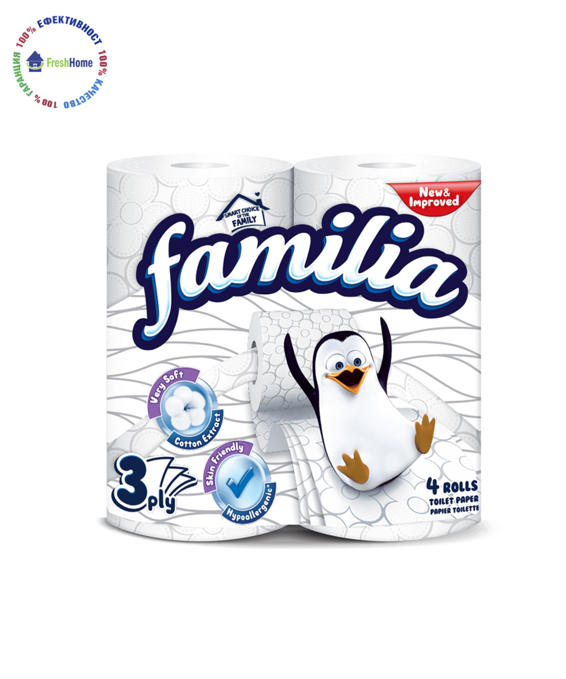 Familia 4 ролки тоалетна хартия – бяла