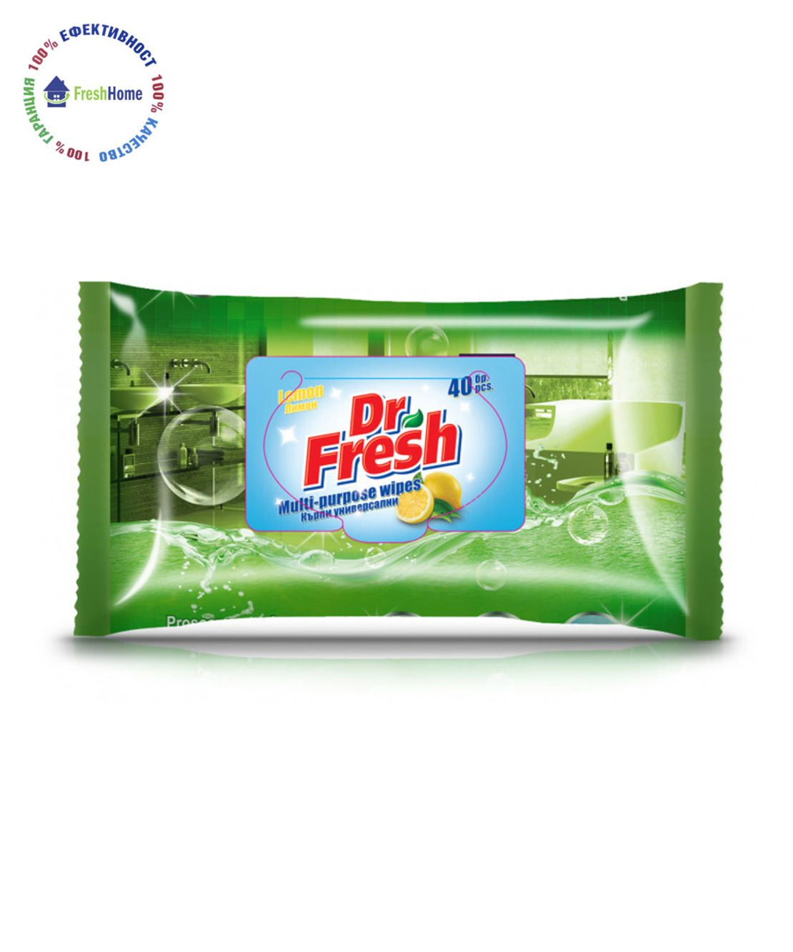 Dr. Fresh Мокри кърпи за миещи повърхности 40 бр.