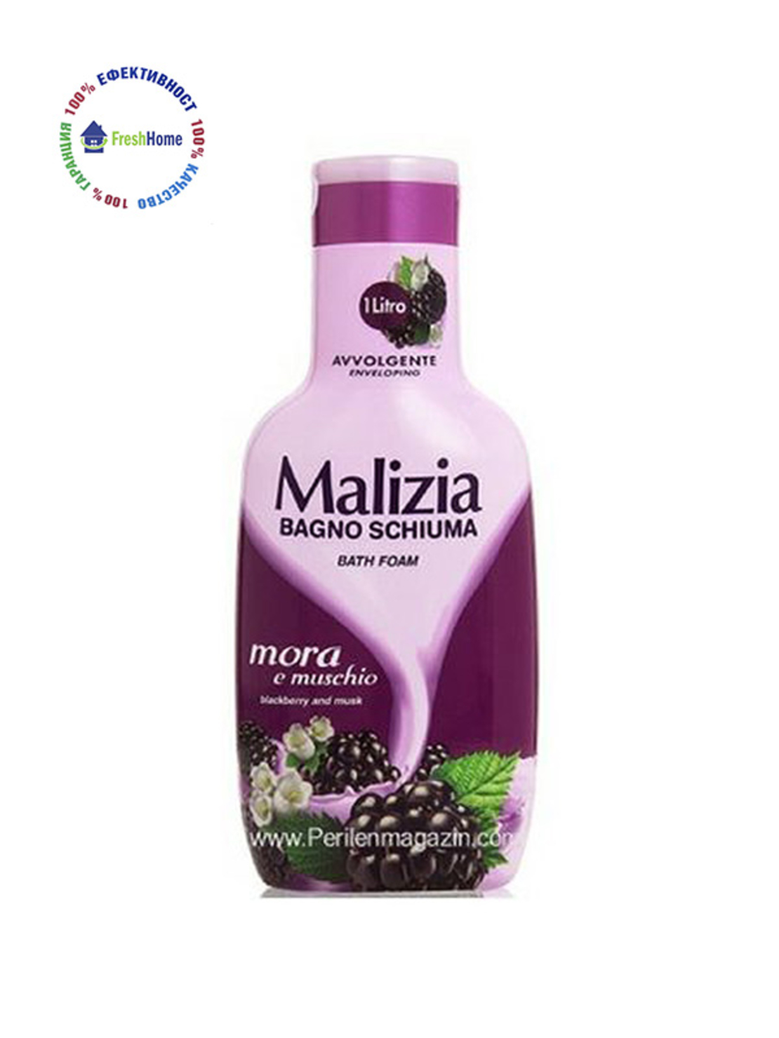 Malizia душ гел/пяна за вана 1л. с къпина и мускус