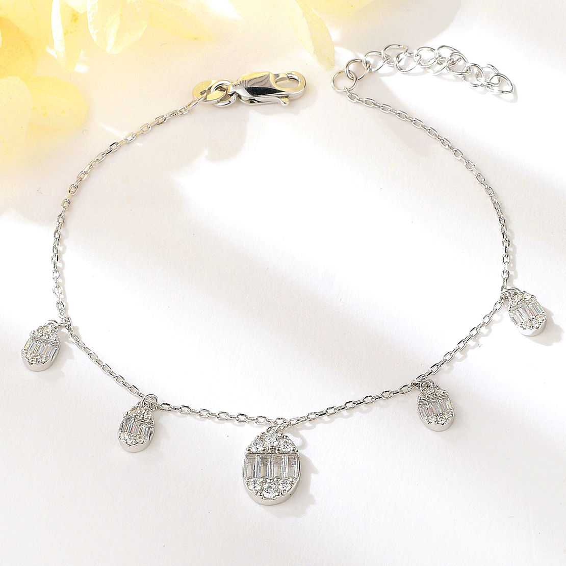 PLATINUM PLATED SILVER BRACELET CUBIC ZIRCONIA