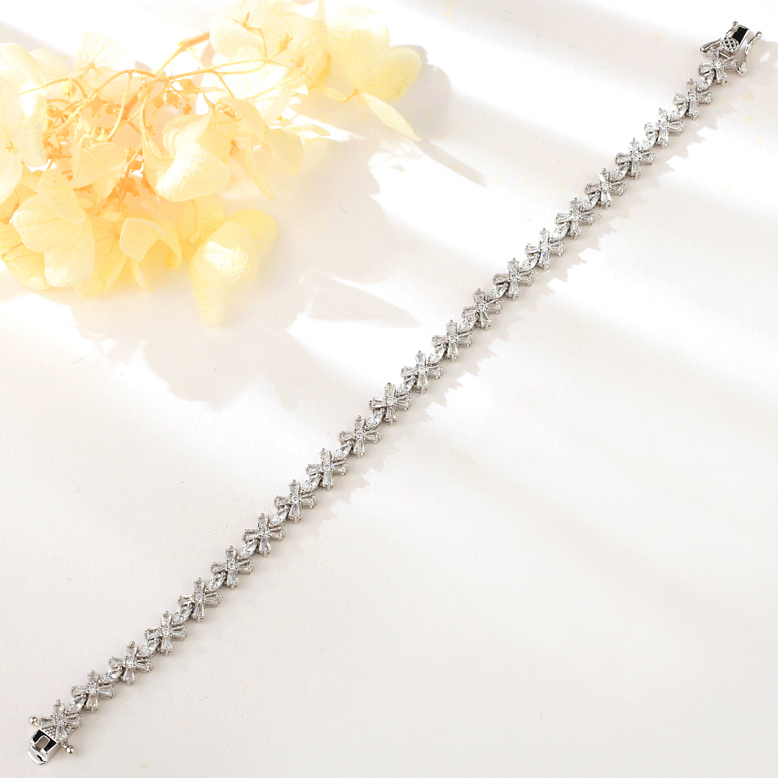 PLATINUM PLATED SILVER BRACELET CUBIC ZIRCONIA