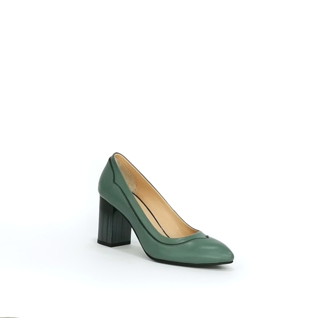 Women's elegant shoes made of natural leather in the color green/7129