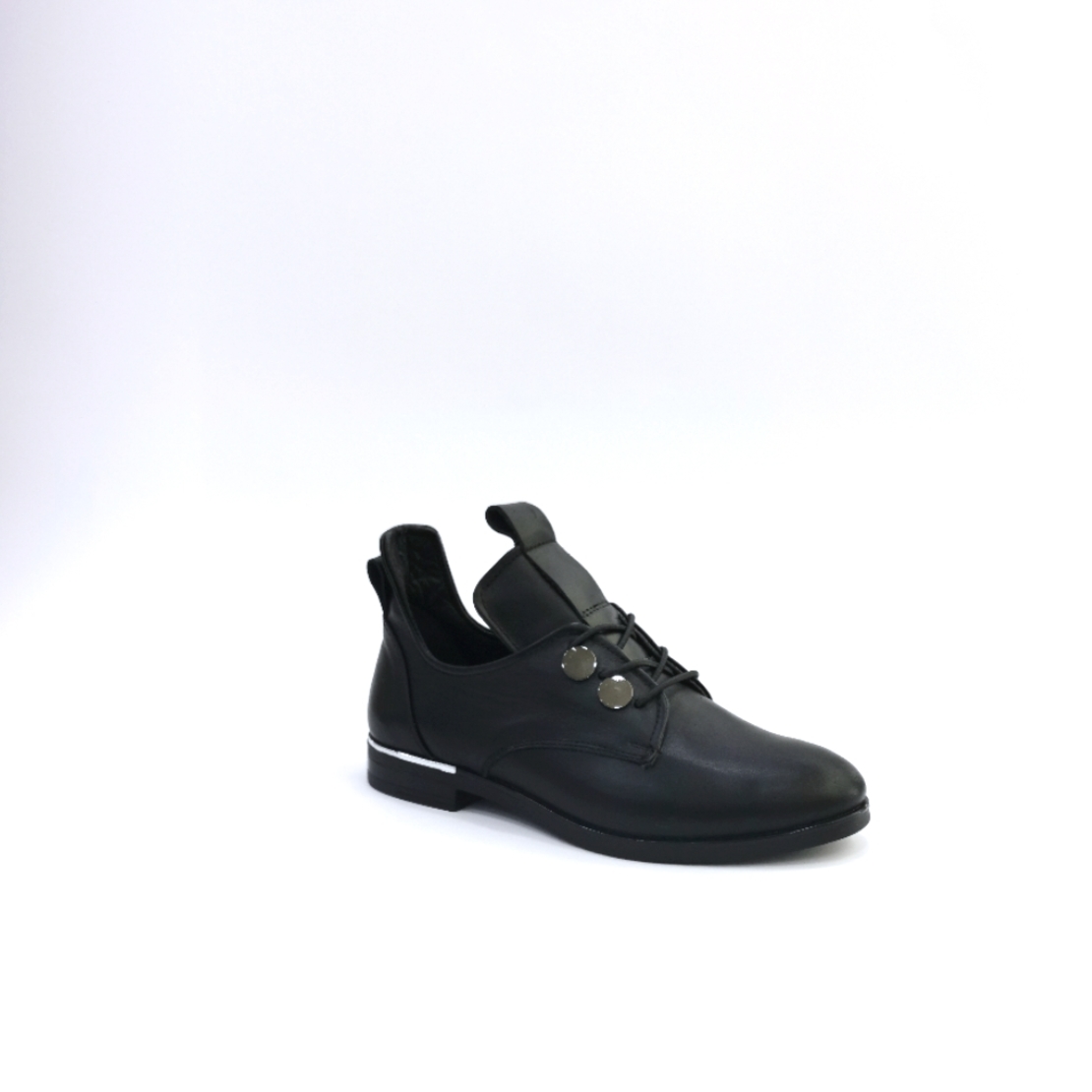Women's casual shoes made of natural leather with anatomical insole in black/7052
