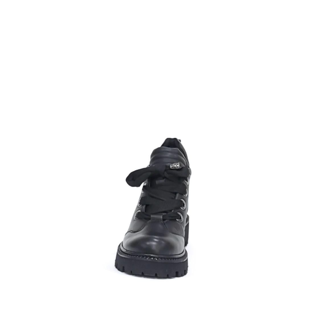 Женские повседневные ботинки из натуральной кожи черного цвета/7334