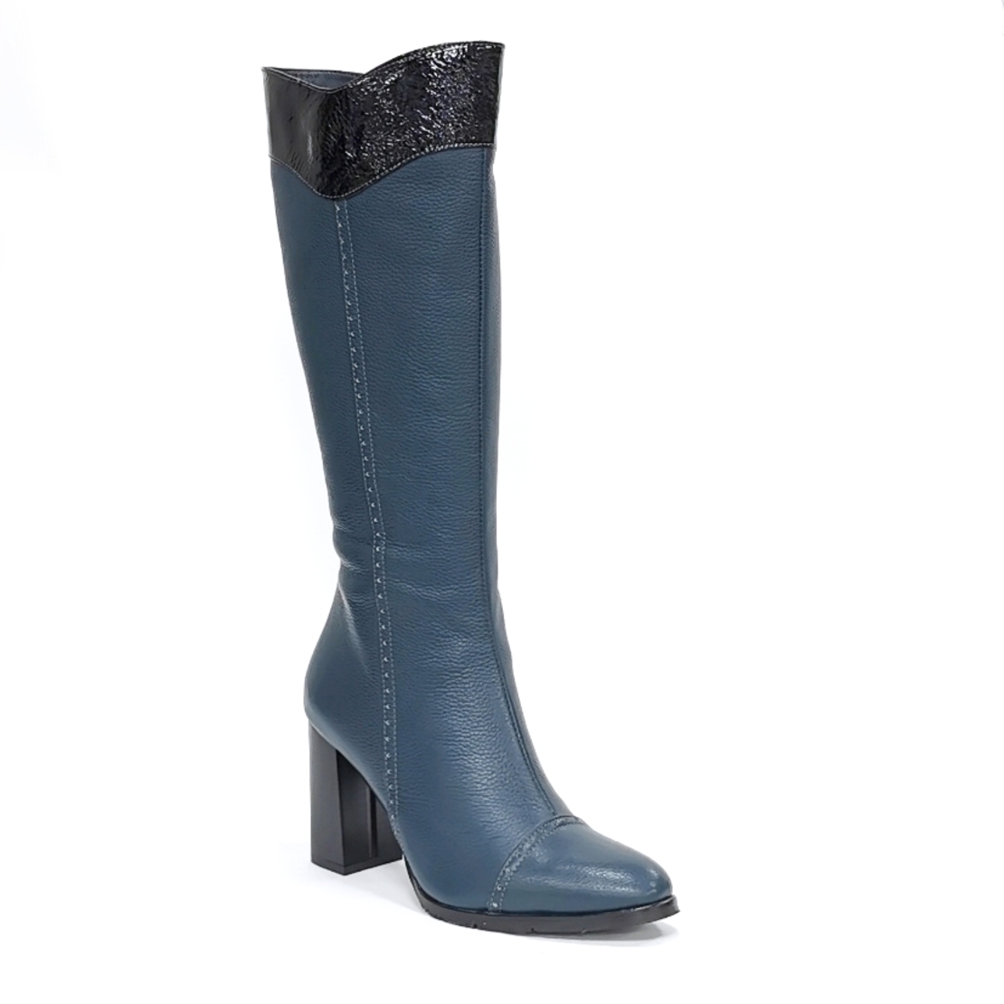 Women's elegant boots made of natural leather in the color blue/7945153