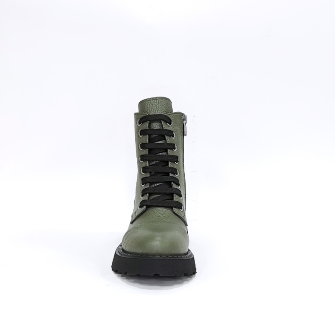 Женские повседневные ботинки из натуральной кожи зеленого цвета/7704