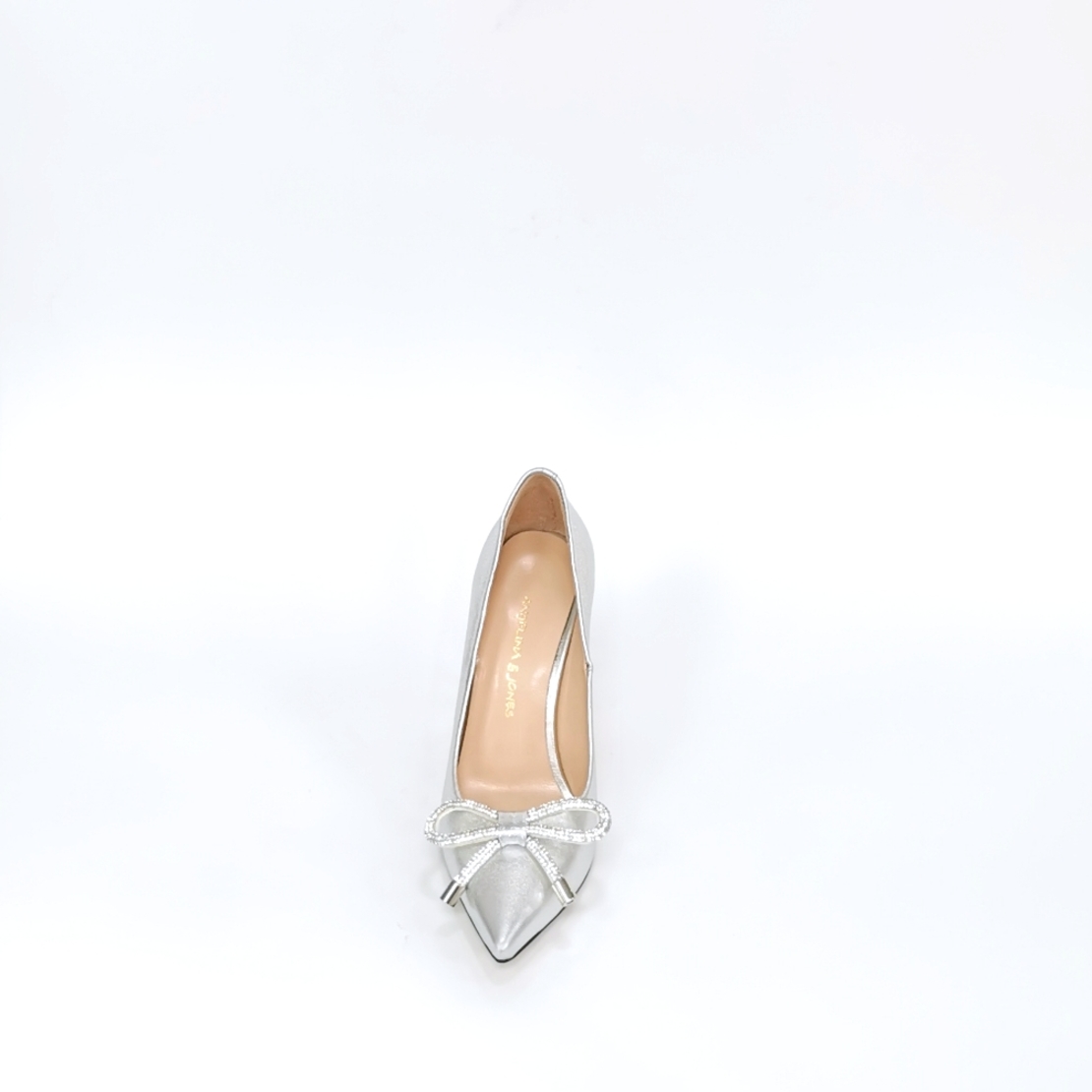 Women's elegant shoes made of natural leather in silver /73346