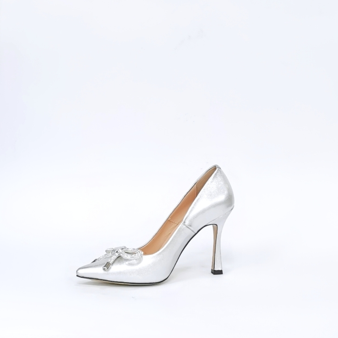 Женские элегантные туфли из натуральной кожи серебро/73346