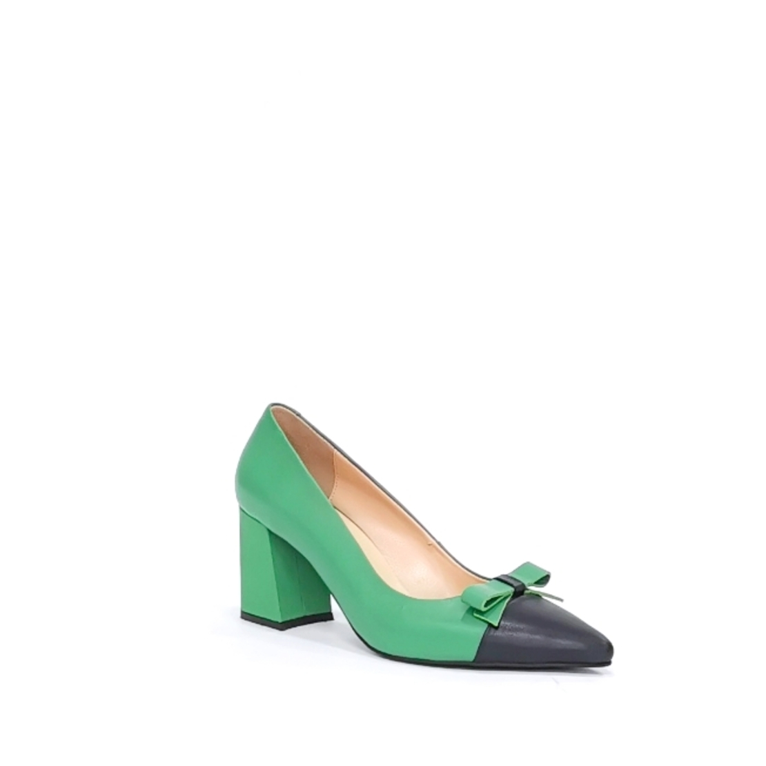 Дамски елегантни обувки /естествена кожа/72059/зелено+черно