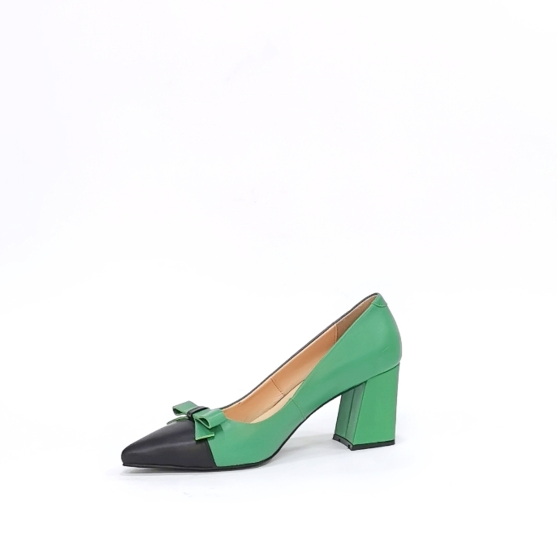 Дамски елегантни обувки /естествена кожа/72059/зелено+черно