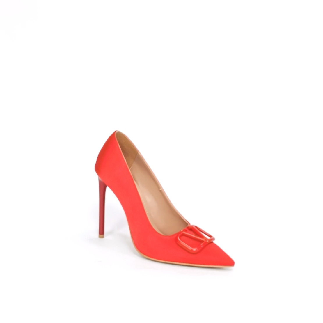 Дамски елегантни обувки / сатен / 70696/червено
