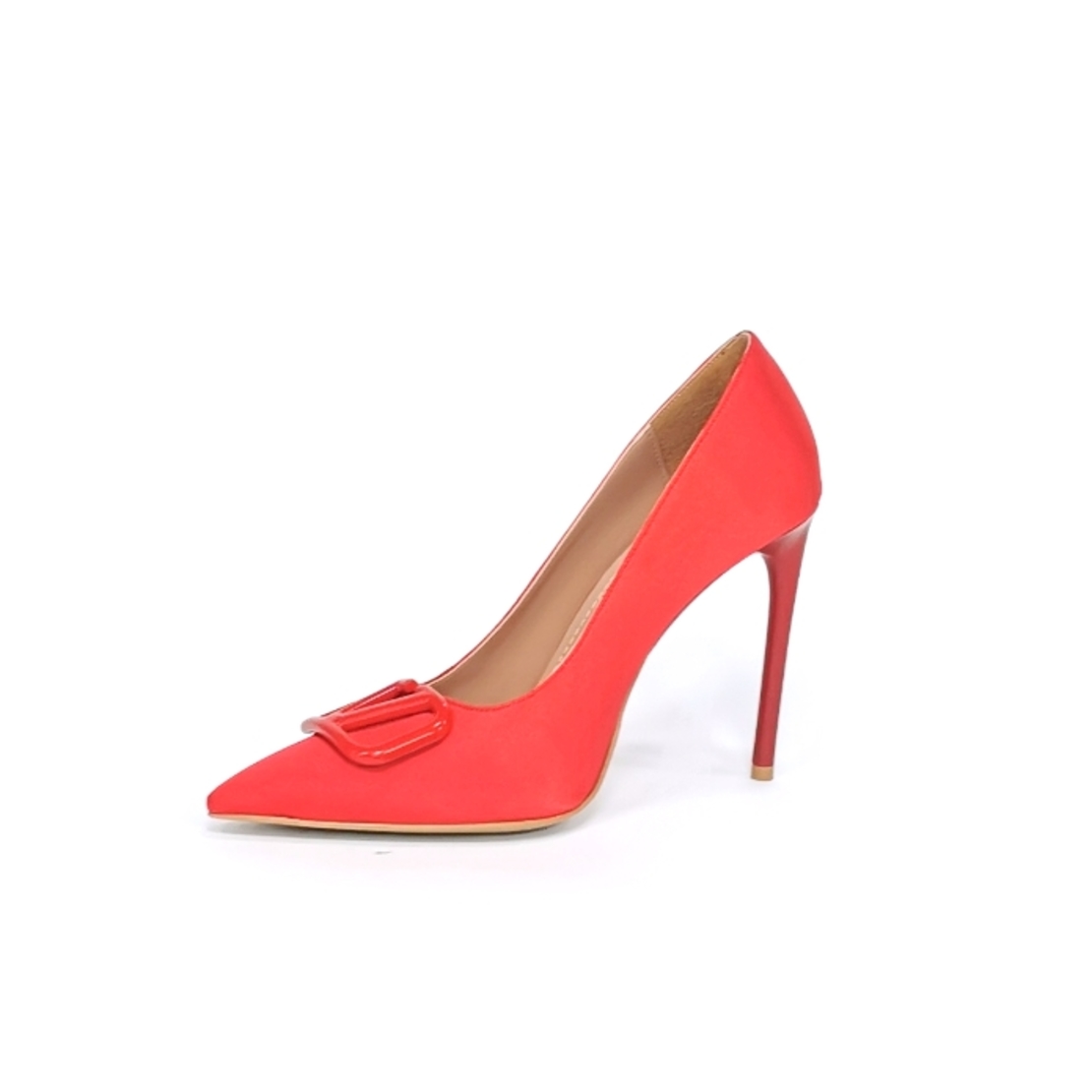 Дамски елегантни обувки / сатен / 70696/червено