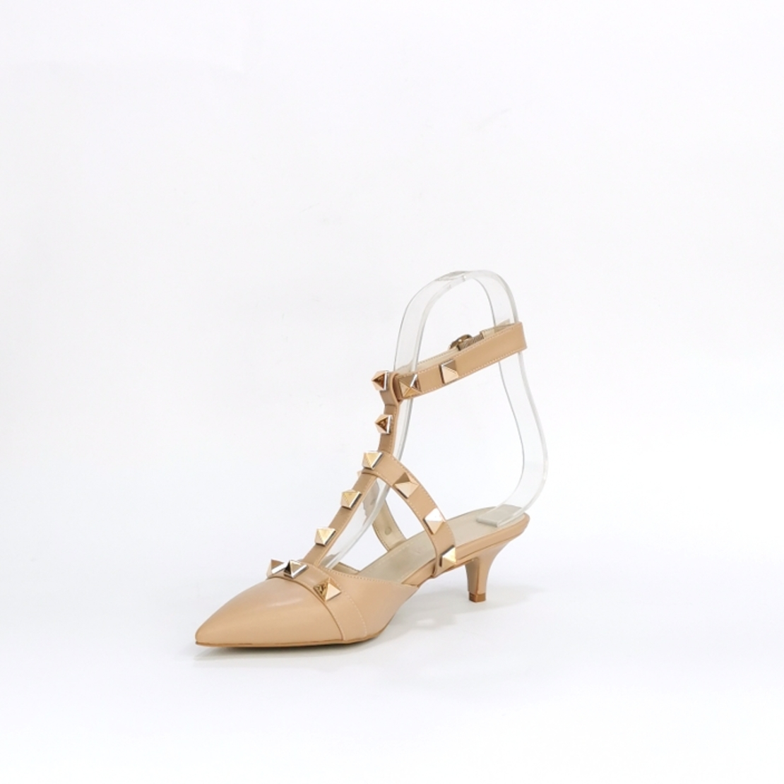 Женские элегантные туфли из экокожи бежевого цвета/7582