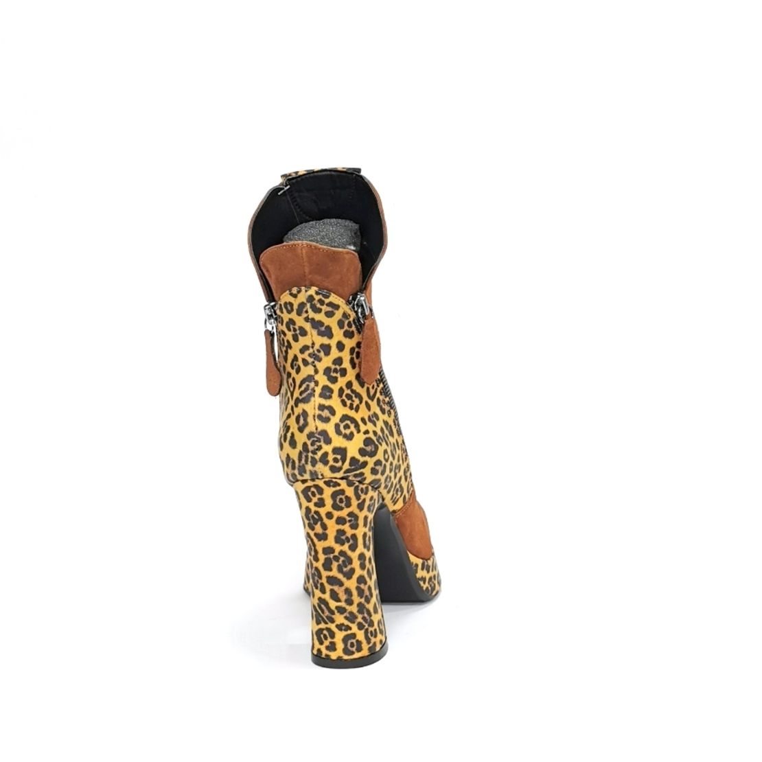 Женские элегантные ботинки из натуральной кожи в цвете камел+леопард/71214