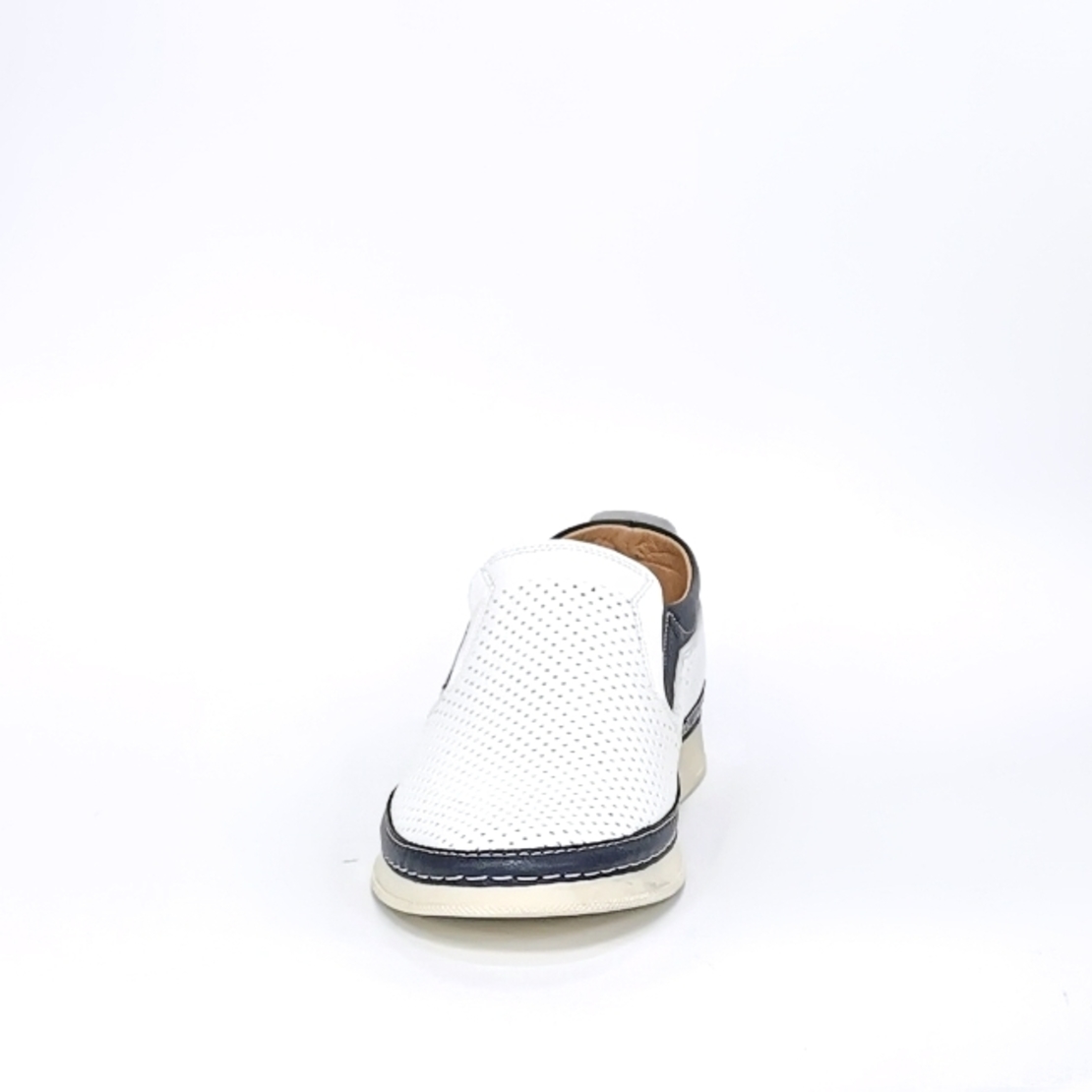 Мужская повседневная обувь из натуральной кожи цвета белый+синий 7205