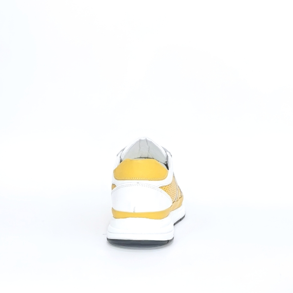 Men s  sneakers made of natural leather in the color white + yellow 7206