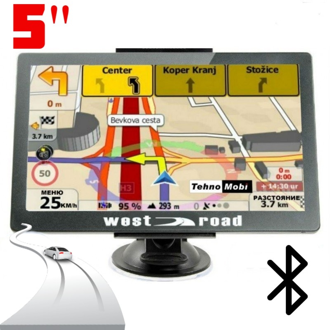 GPS Навигация West Road WR-X256M BT, 5 инча, 256 MB RAM, Bluetooth