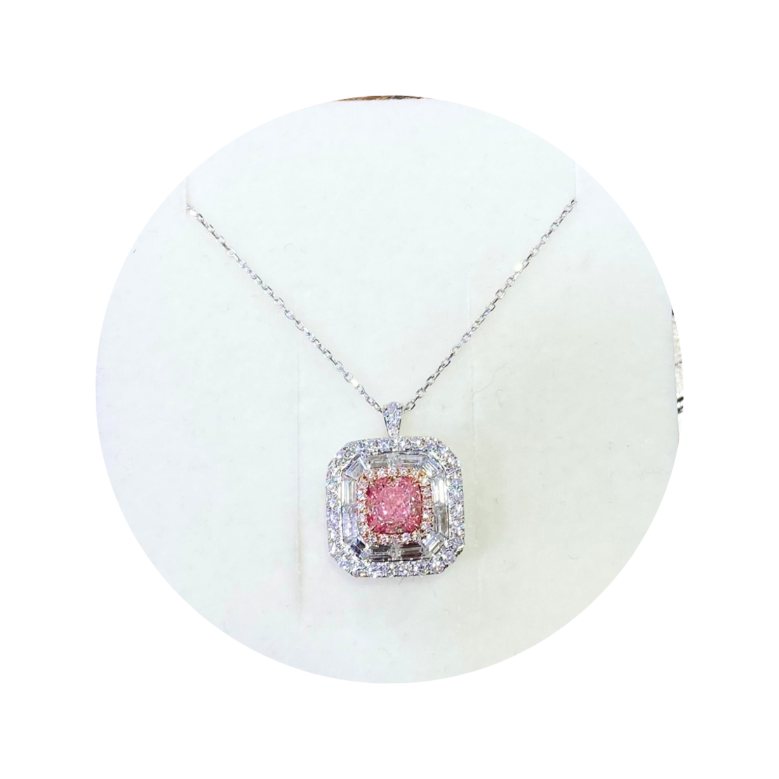 2.37 ct Pink fancy diamond ring and a necklace all in one