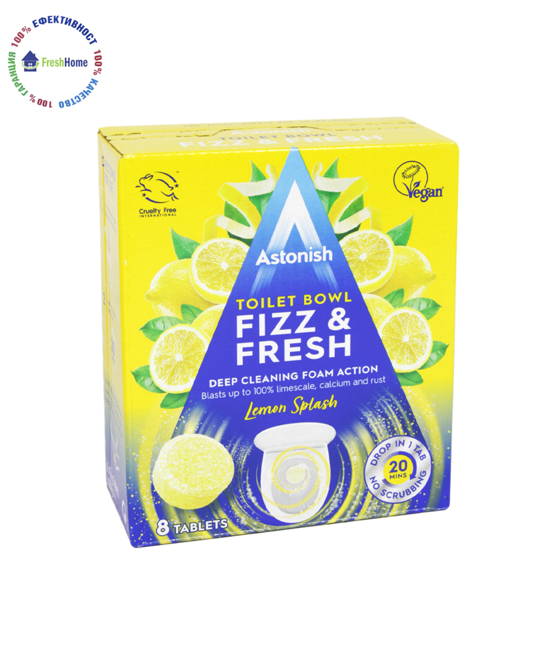 Astonish FIZZ & FRESH Lemon Splash 8 таблетки