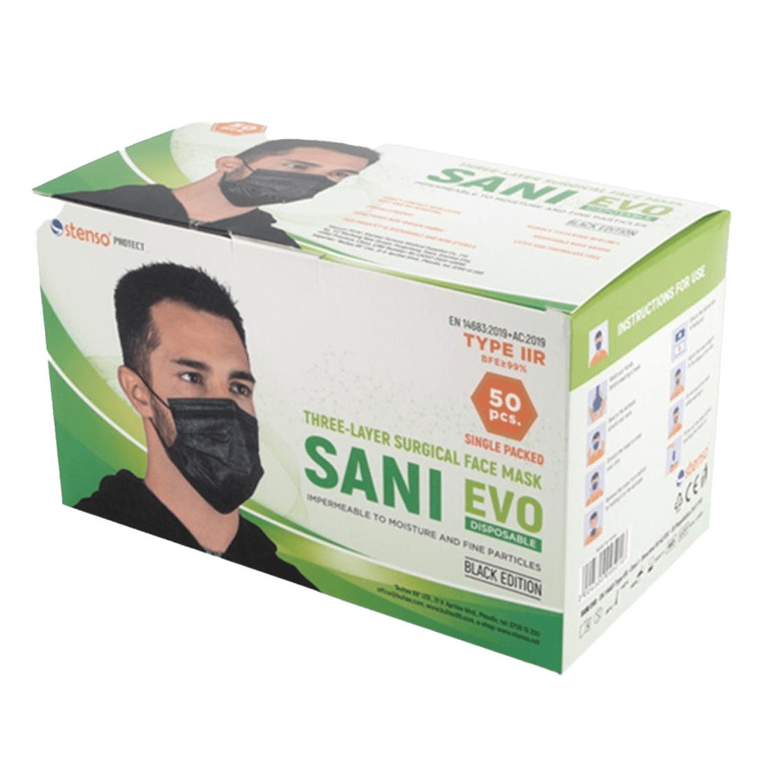 SANI EVO BLACK - TYPE IIR - 50 бр. Медицинска маска