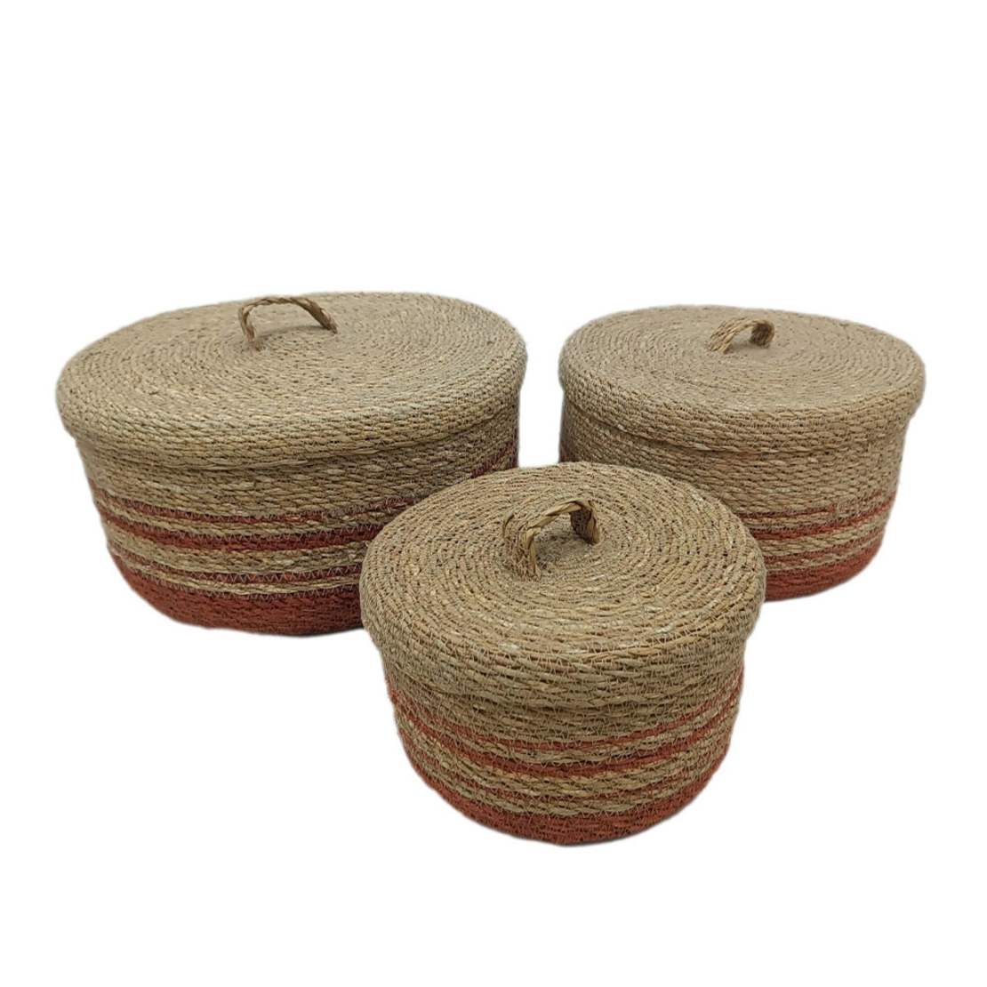 CASSIA BOX WITH LID SET 3PCS SEAGRASS NATURAL TERR