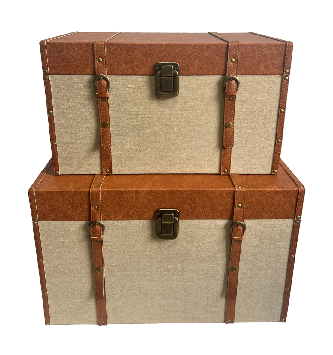 RIND CHESTS MDF BROWN LINEN 64/56x40/34xH40/32cm PRC