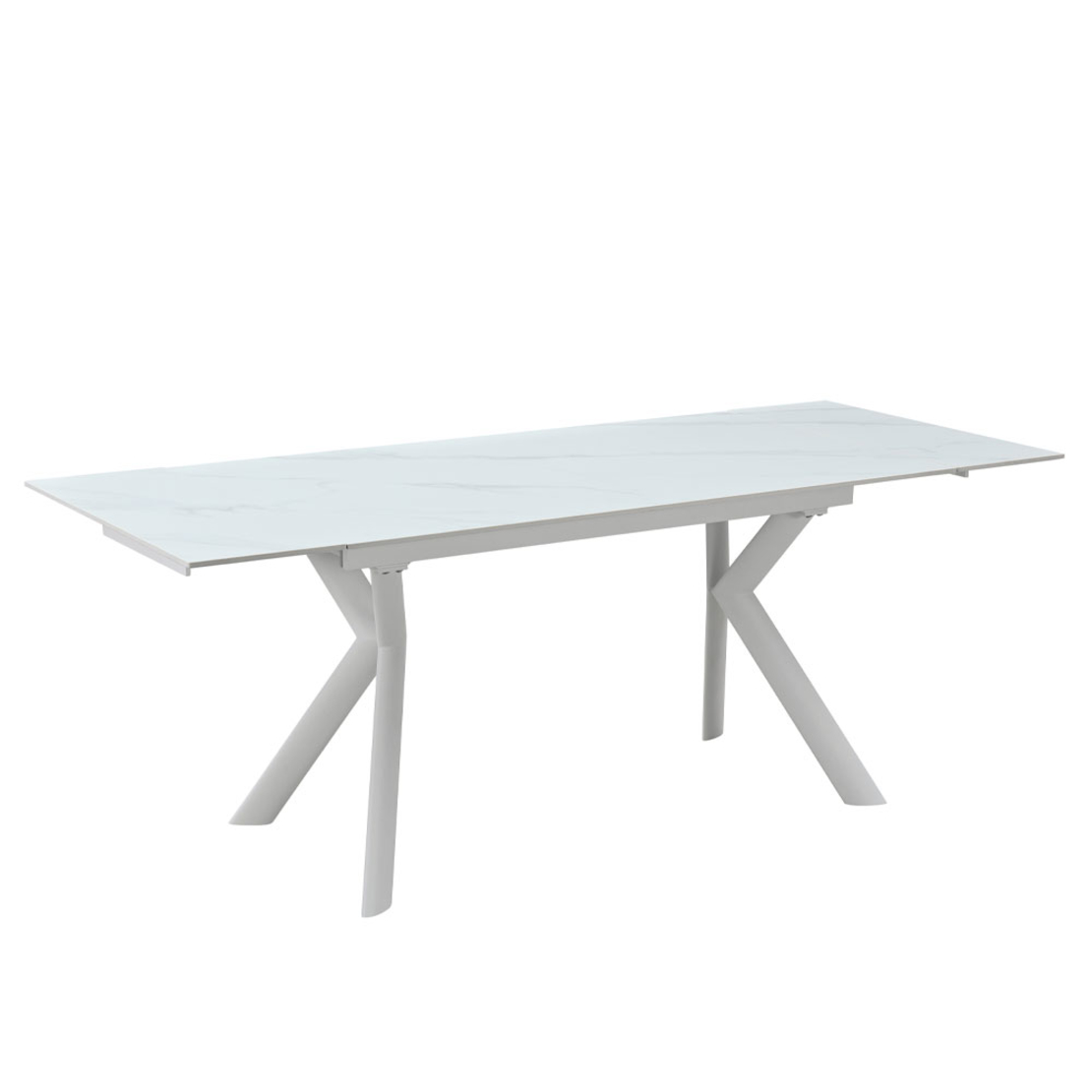 KIRA TABLE EXTENDABLE SINTERED STONE WHITE WITH MARBLE PATTERN METAL WHITE PRC