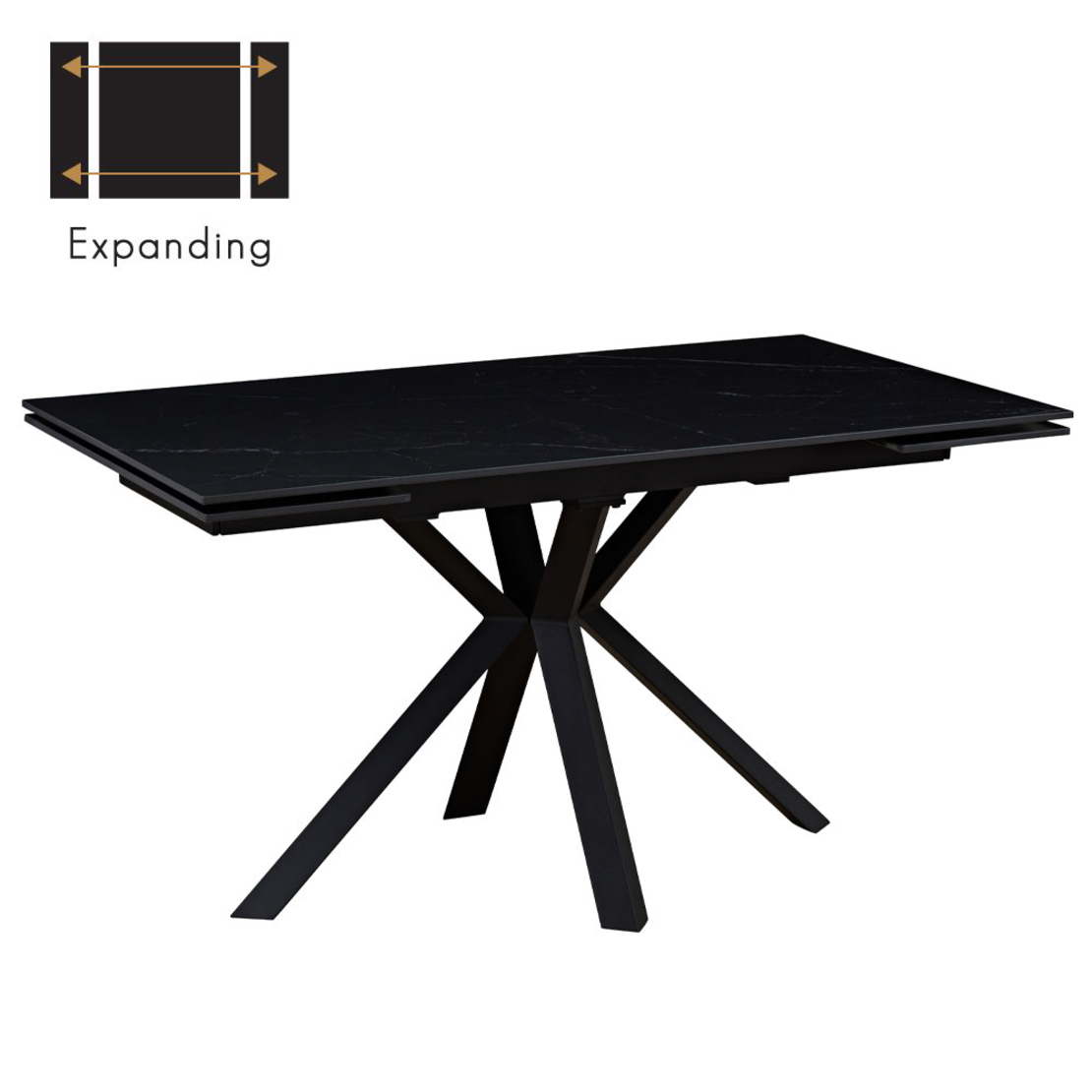 GRADA TABLE EXTENDABLE SINTERED STONE BLACK WITH M