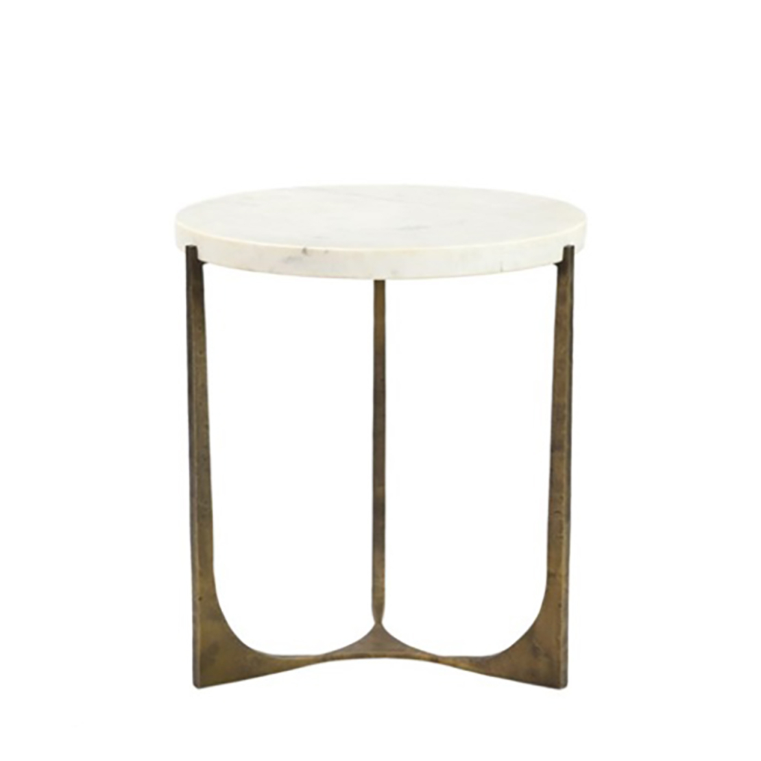 BLANCHE SIDE TABLE MARBLE WHITE METAL BRASS ANTIQUE D55xH61cm IN