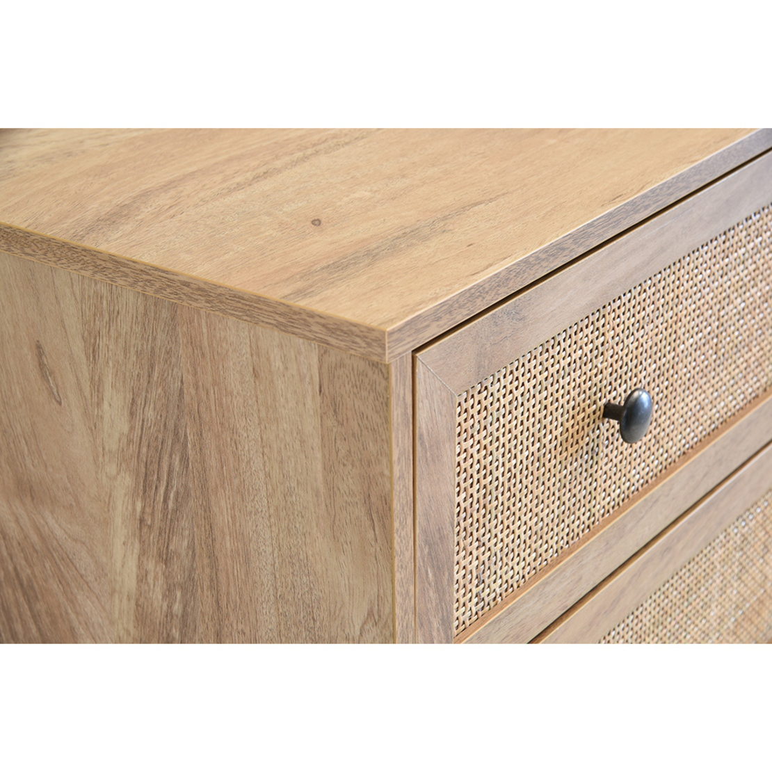 AMMOS COMMODE 3DRAWERS CHIPBOARD WITH MELAMINE CARTA NATURAL WITH RATTAN E1 PRC