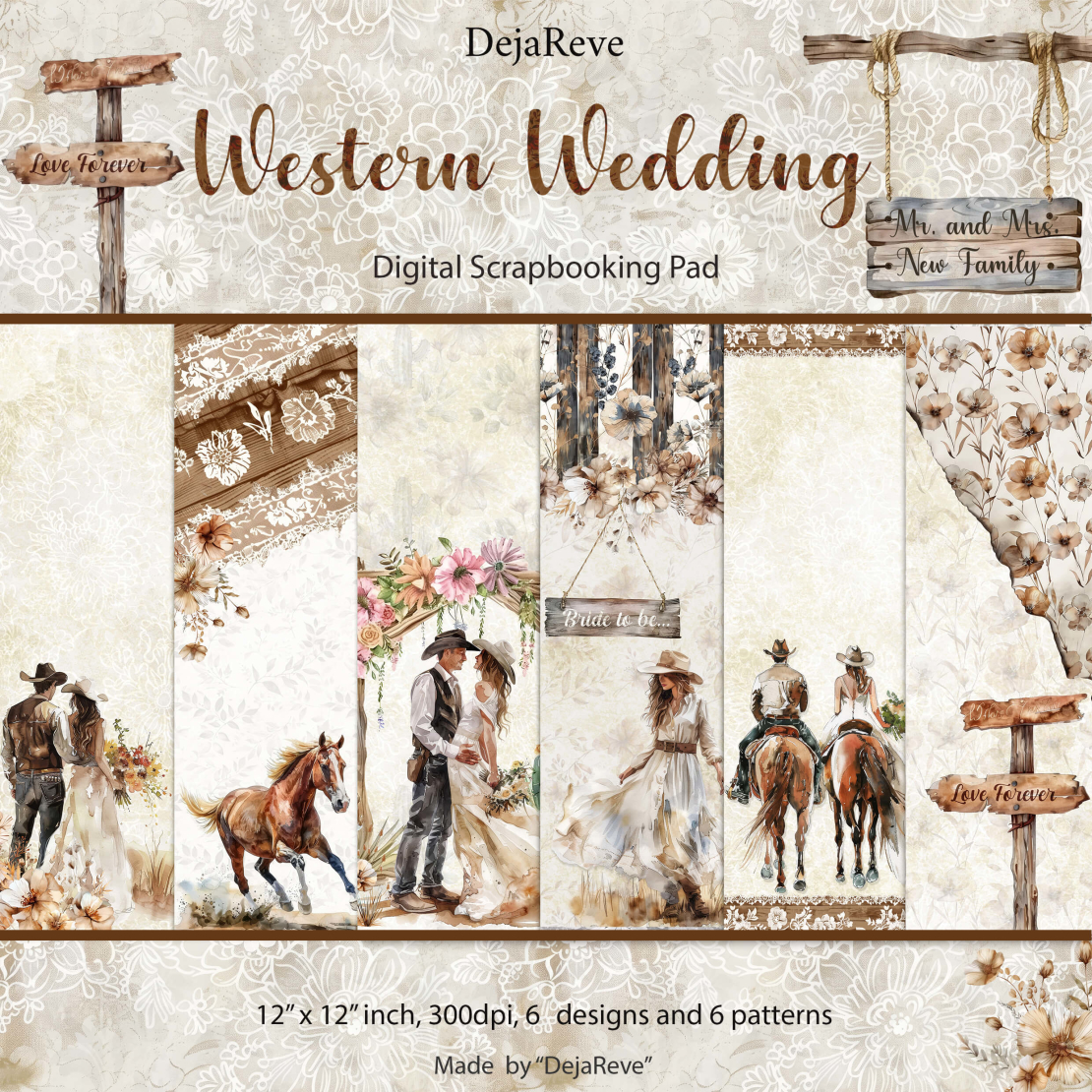 Western Wedding - Digital Papers