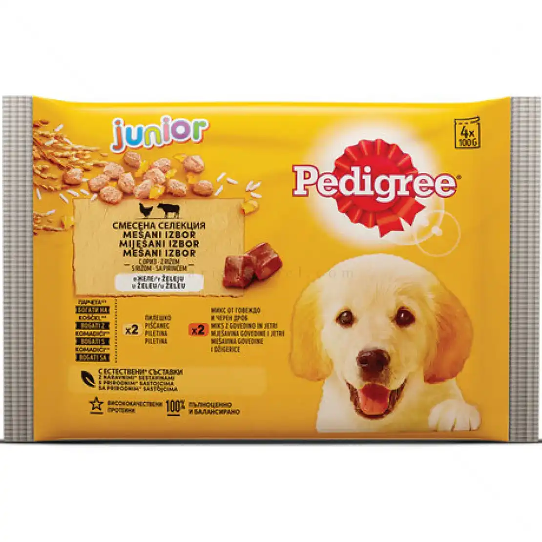 Паучове за малки кученца с ориз в желе PEDIGREE Multipack Junior