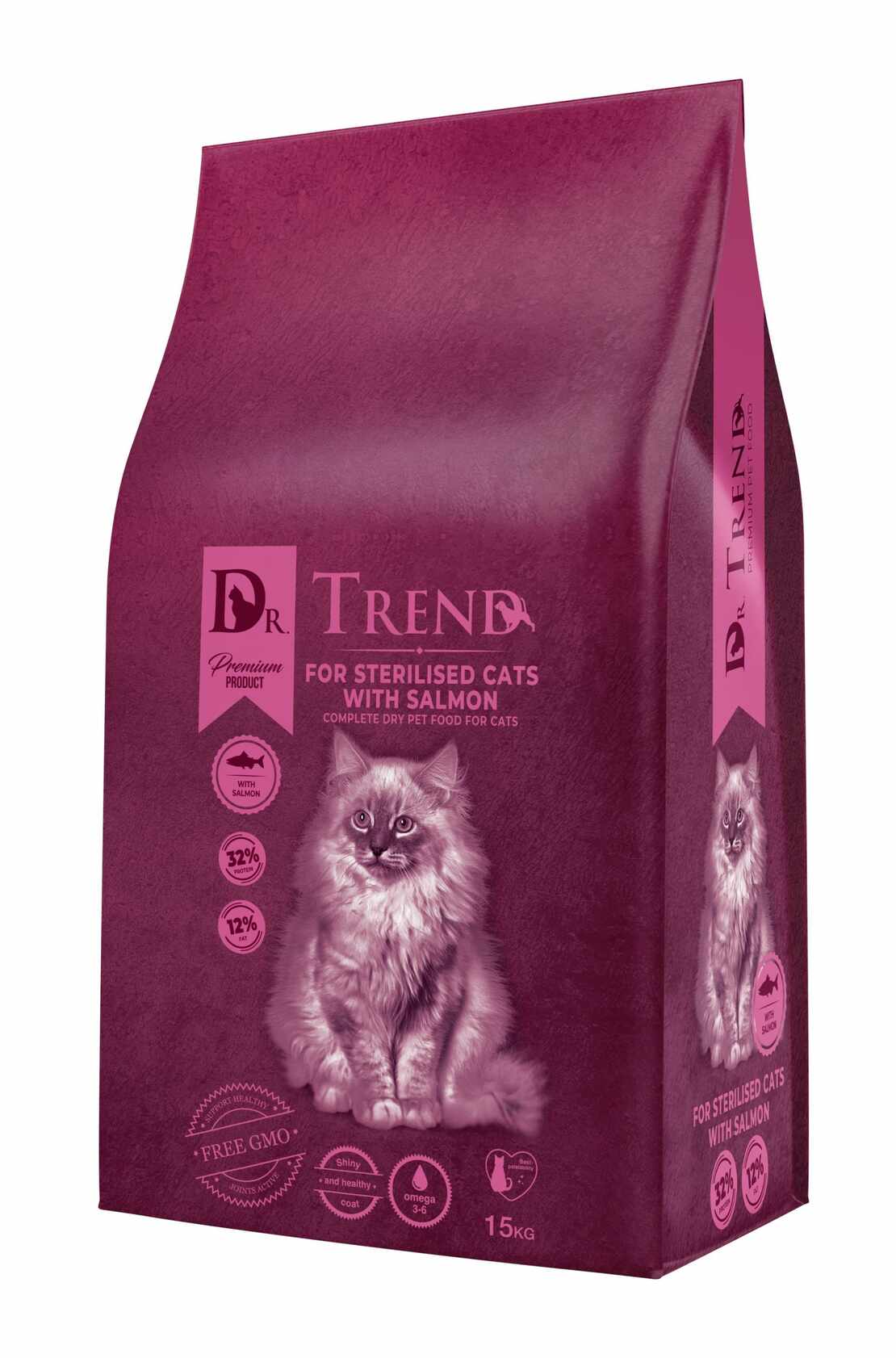 DR. TREND STERILISED CATS WITH SALMON 15 KG – ХРАНА ЗА КАСТРИРАНИ КОТКИ СЪС СЬОМГА
