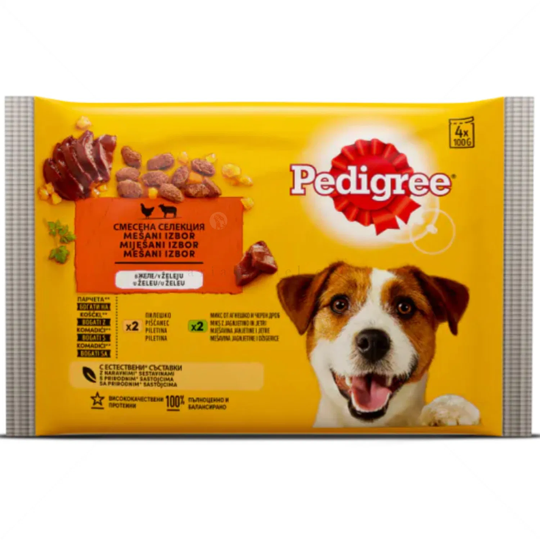 Паучове с пилешко и агнешко месо в желе PEDIGREE Multipack Adult