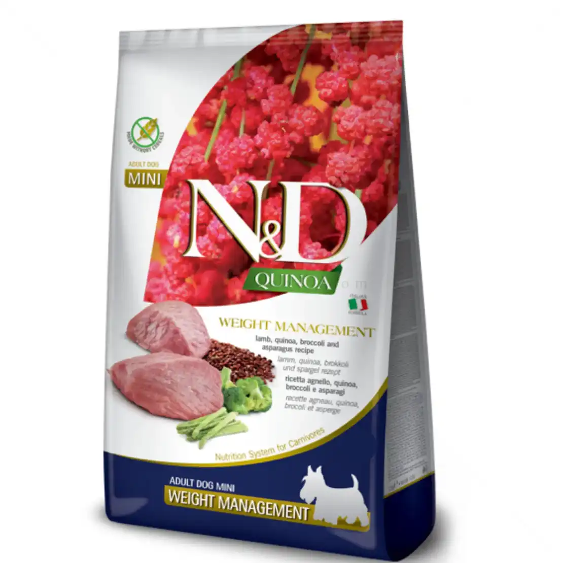N&D Dog Quinoa Mini диетична храна за дребни породи с агнешко месо, киноа, броколи и аспержи на възраст над 1 година