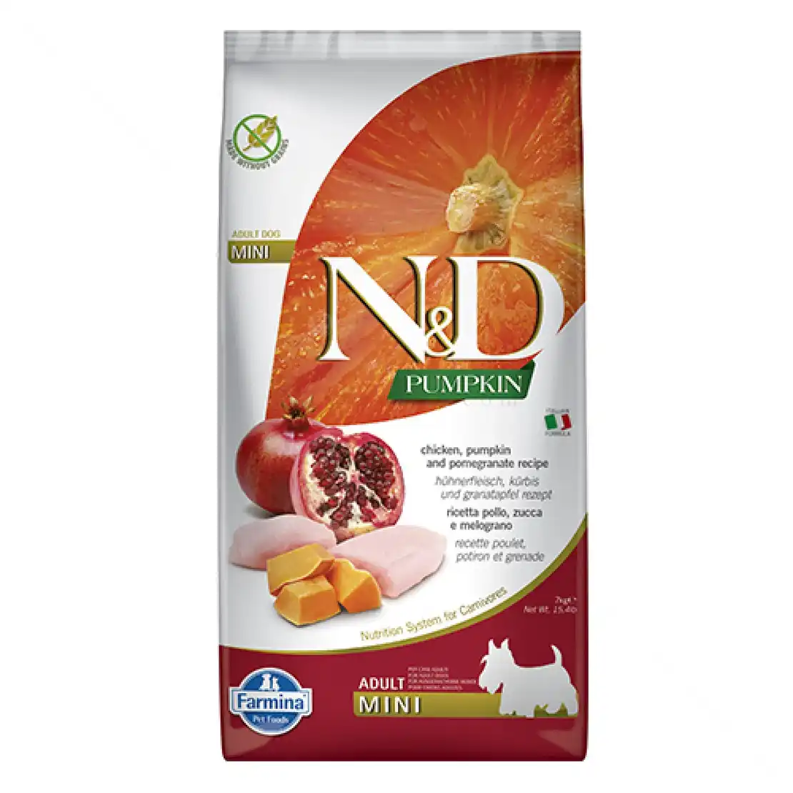 N&D Dog Pumpkin с пилешко месо, тиква и нар за кучета от дребни породи над 1 година