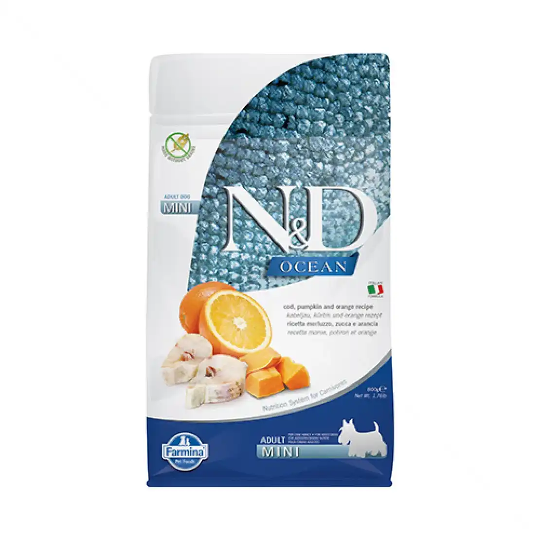 N&D Ocean Dog с риба треска, тиква и портокал за кучета от дребни породи над 1 година