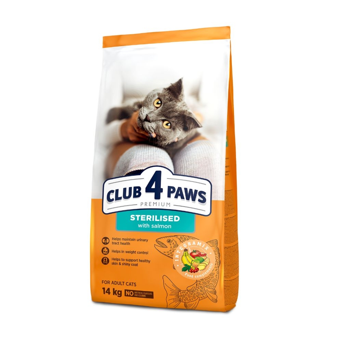 CLUB 4 PAWS ADULT STERILIZED SALMON  – ХРАНА ЗА КАСТРИРАНИ КОТКИ СЪС СЬОМГА