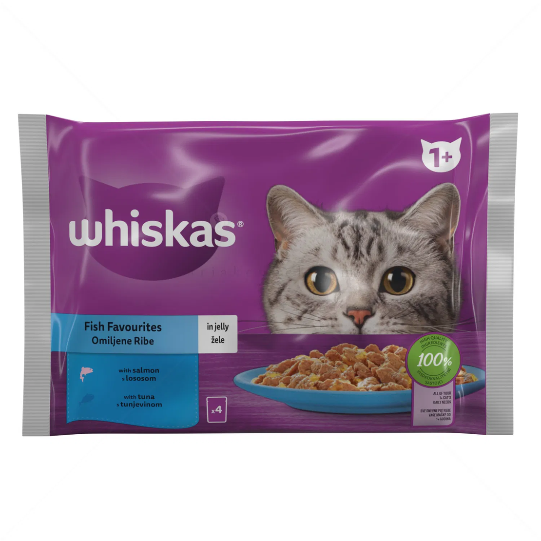 WHISKAS Adult 4х85 гр. Рибни ястия в желе