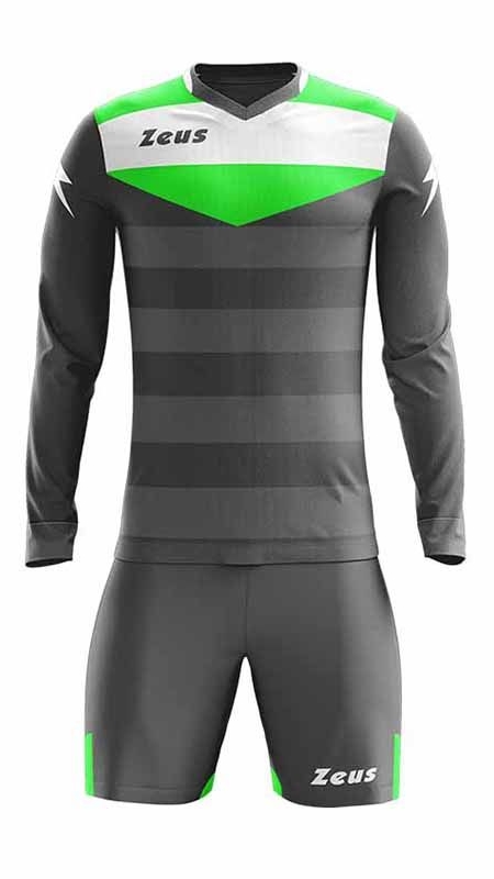 Детски Вратарски Екип ZEUS Kit GK Argo/Slim Fit Grigio Scuro/Verde Fluo