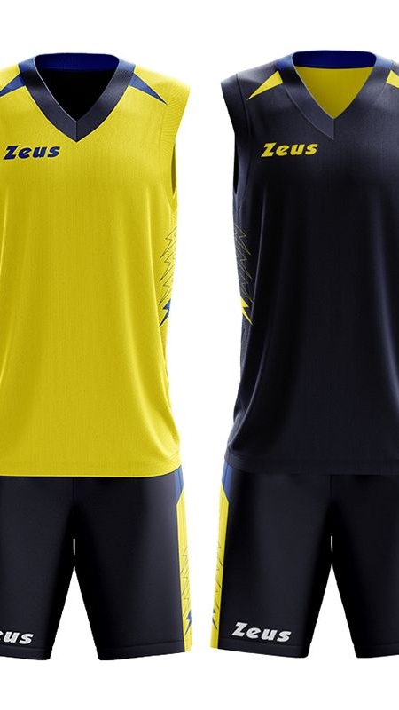 Детски Двулицев Баскетболен Екип ZEUS Reversible Kit Jam Blu/Giallo