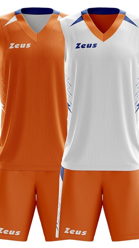 Детски Двулицев Баскетболен Екип ZEUS Reversible Kit Jam Arancio/Bianco