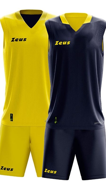 Детски Двулицев Баскетболен Екип ZEUS Kit Doblo Giallo/Blu
