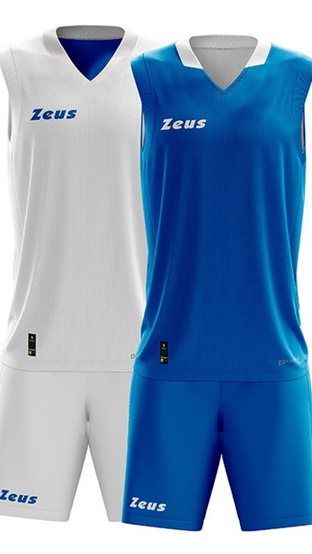 Детски Двулицев Баскетболен Екип ZEUS Kit Doblo Bianco/Royal