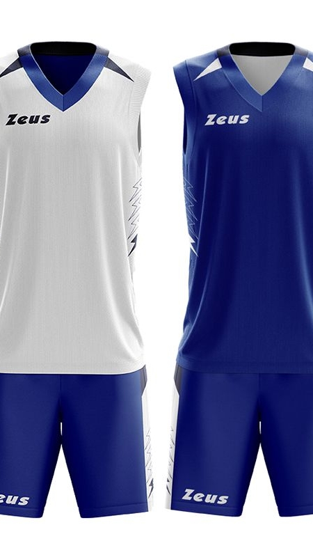 Детски Двулицев Баскетболен Екип ZEUS Reversible Kit Jam Royal/Bianco