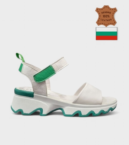 Модерни бели сандали с зелени акценти 226206-1531 white-green